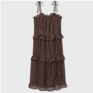 Who what wear women's Swirling Seeds Dress Tiered Tie Shoulder